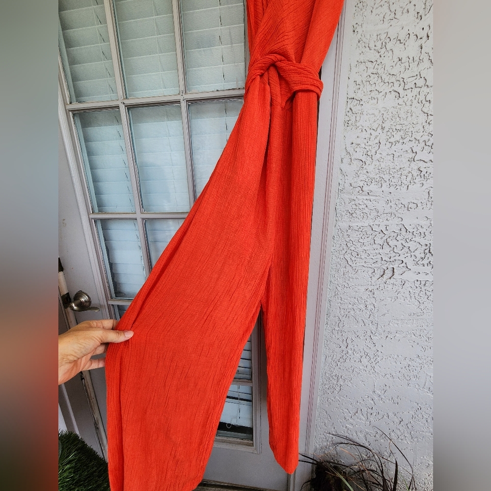 Lush Elegant Red Jumpsuit With Tie Back Sleeveless. EUC - Picture 4 of 10